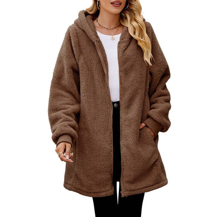 Fleece-Kapuzenjacke mit Reißverschluss für den Großhandel von MoodGold