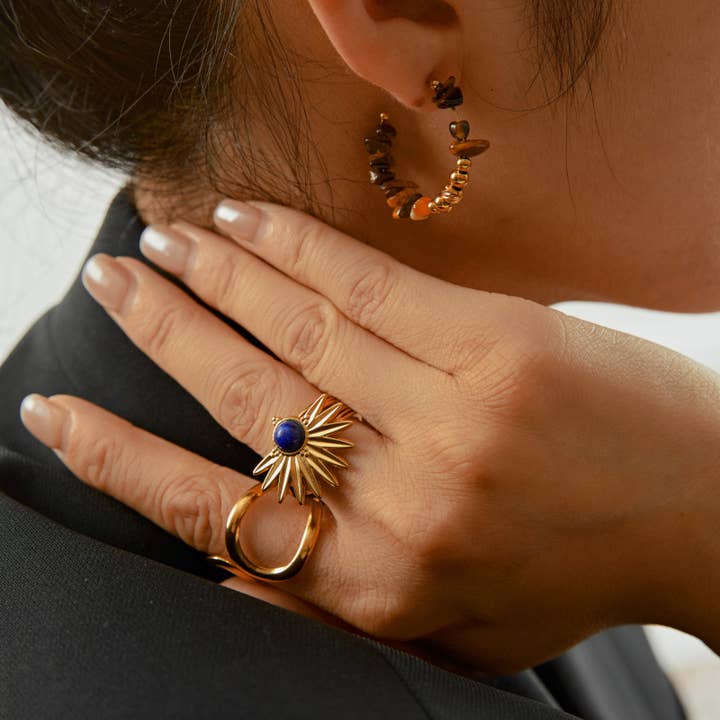 Lovelika - Wholesale Single Earring - Hoop earrings set with natural stones - Beatrix10