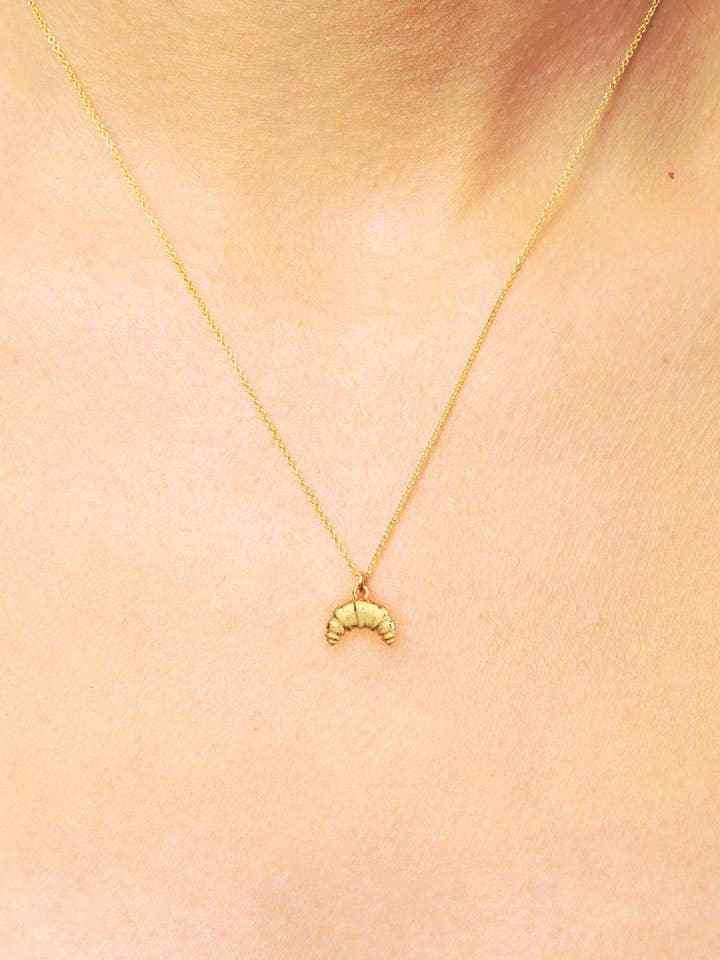 Croissant Charm Necklace for wholesale by Banana Menorah