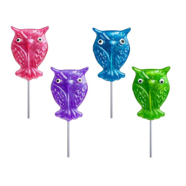 Melville Candy Company - Wholesale Lollipop - Glitter Owl Lollipops - Assorted