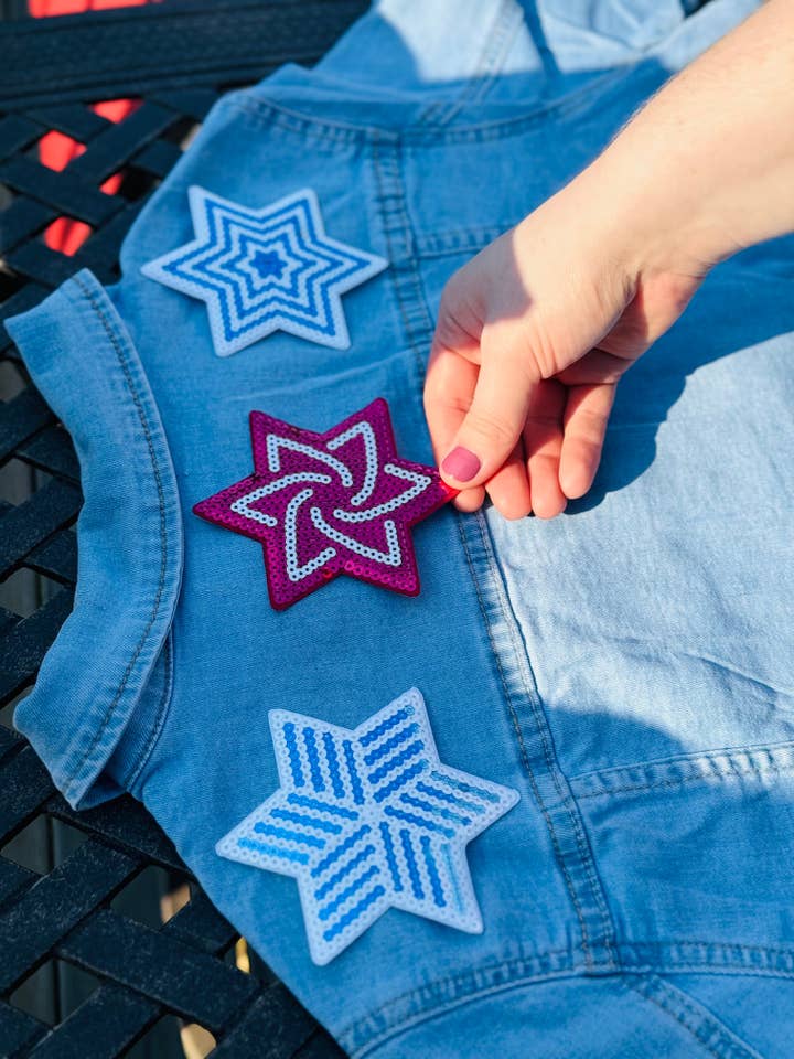 Parches con lentejuelas con forma de estrella de David (juego de 3) | Jewish DIY para venta al por mayor de JEWISHJOY.co