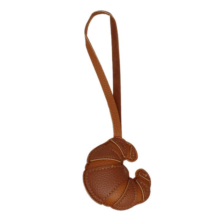 Bag Charm Brown Leather Croissant Bag Accessory for wholesale on Faire2