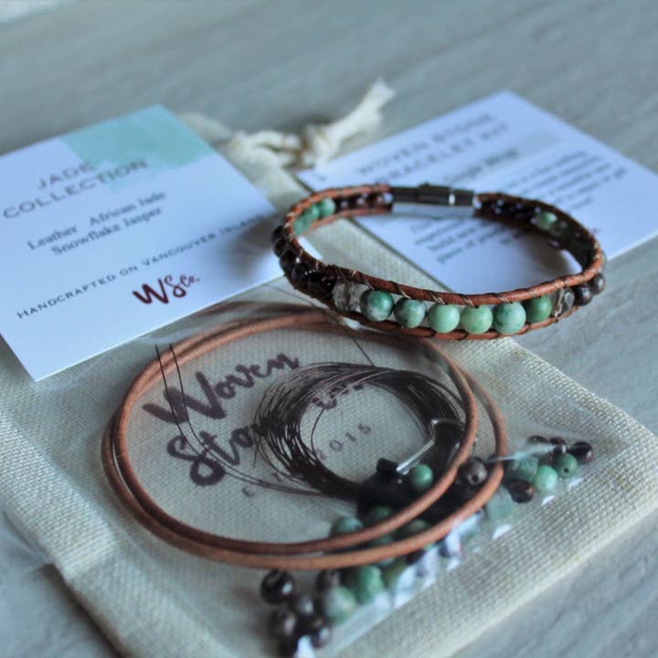 Vævet stenarmbånd sæt - Jade Single Wrap for engroshandel hos Woven Stone Co.
