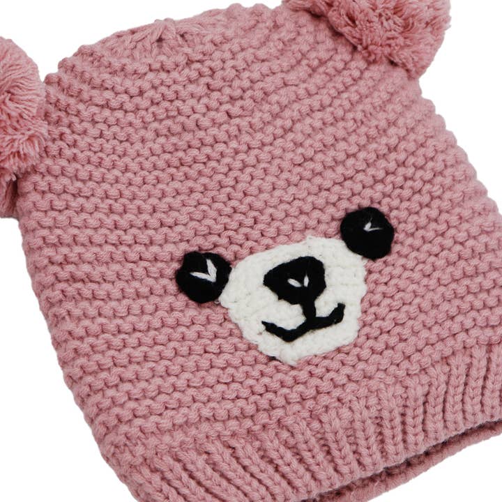 Cap Zone - Wholesale Beanie - Kids - Kids Teddy Bear Fleece Lined Garter Knitted Beanie4