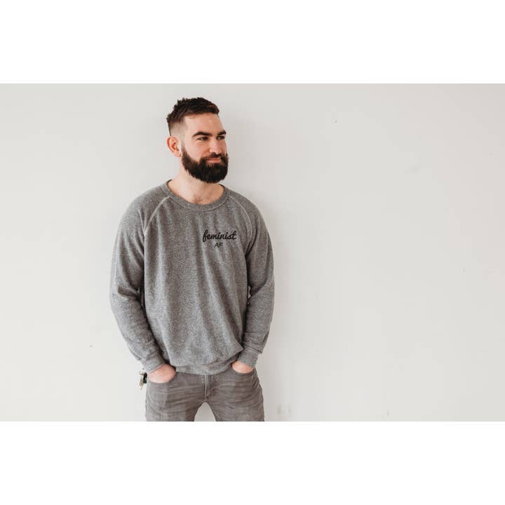 Feminist AF Tri-Blend Sweatshirt for wholesale by Wild Roamer