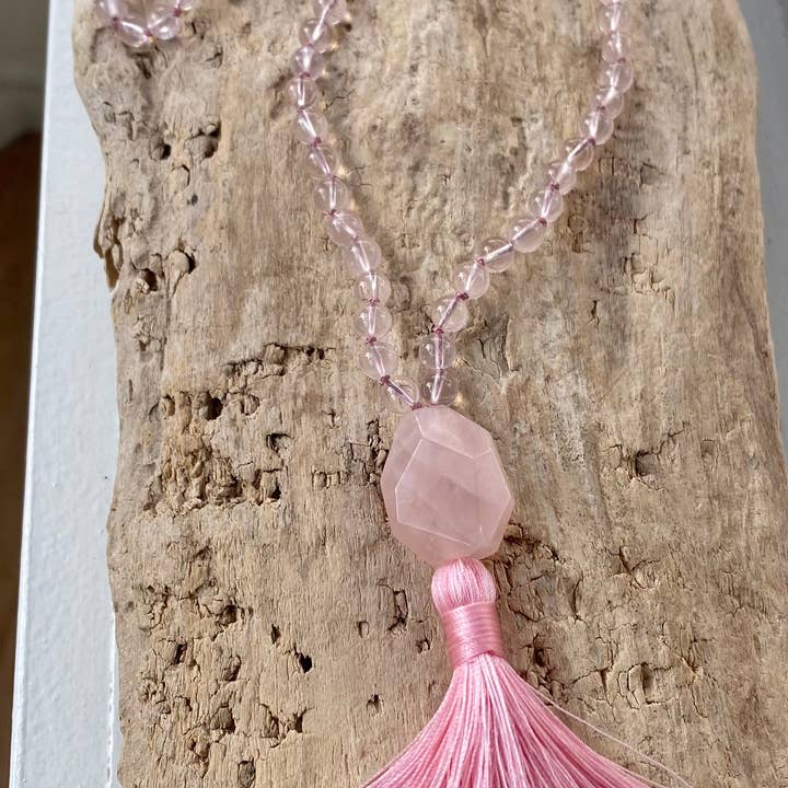rose quartz "meant to be" mala for wholesale by sarahannedipity