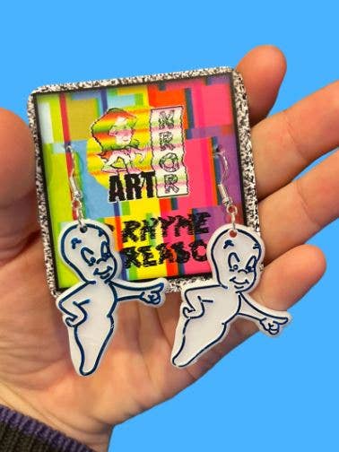 Casper the Friendly Ghost - Point Earrings - 90s Vintage for wholesale by NO RHYME OR REASON ART