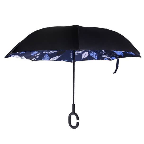 Selini New York - Wholesale Umbrella – Unisex - Blue Leaf Batik Inverted Umbrella3