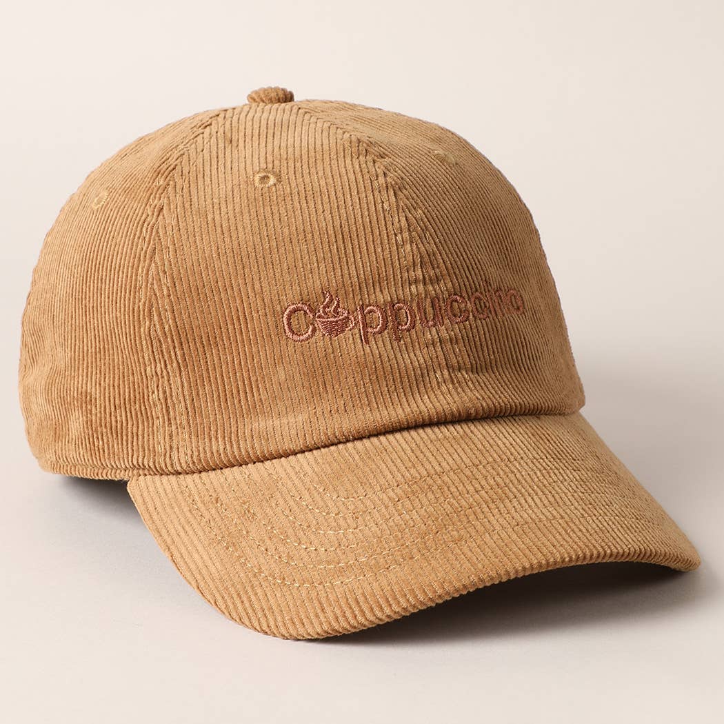 Fashion City - Wholesale Baseball Cap - Women's - Cappuccino Letter Graphic Embroidery Corduroy Cap8