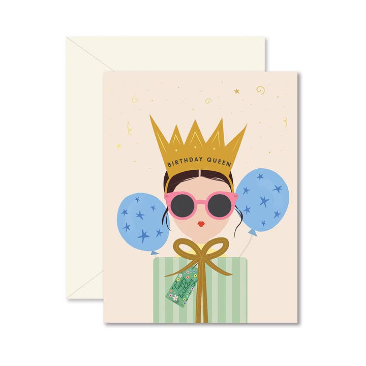 Ginger P. Designs - Wholesale Birthday Card - Birthday Queen Brunette Greeting Card