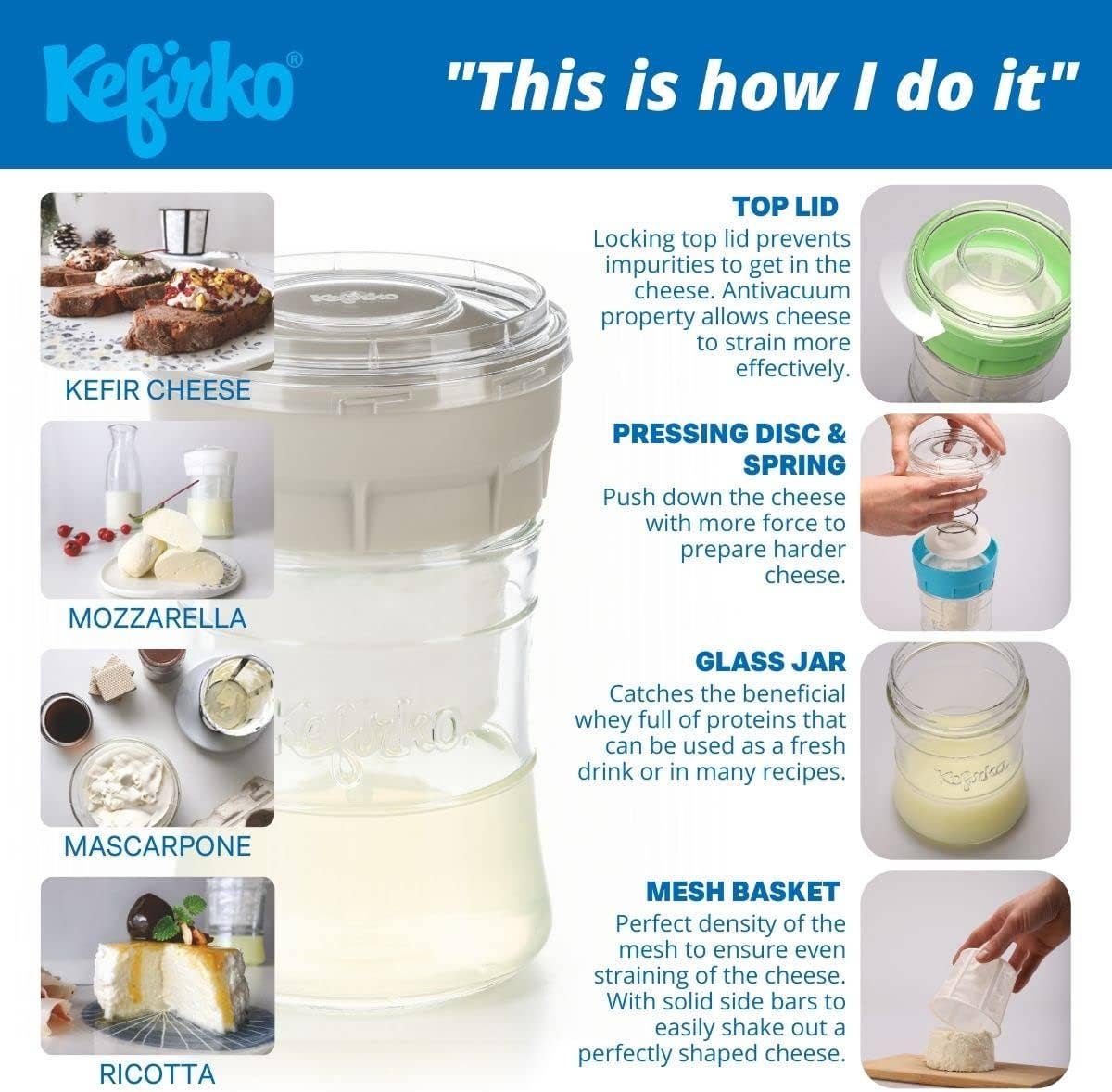 Kefirko – wholesale Kitchen tool/gadget – Kefirko Cheese Maker10