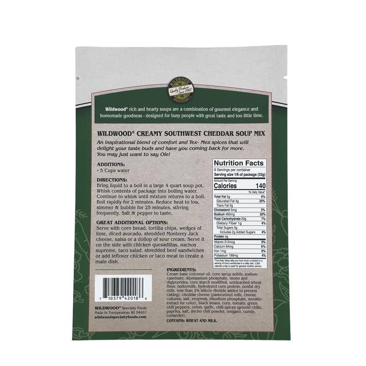 Wildwood Specialty Foods - Wholesale Soup - Southwest Cheddar Soup Mix1