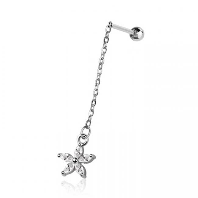 FLOWER 316L SURGICAL STAINLESS STEEL CARTILAGE BARBELL for wholesale by CRAVE BODY JEWELRY