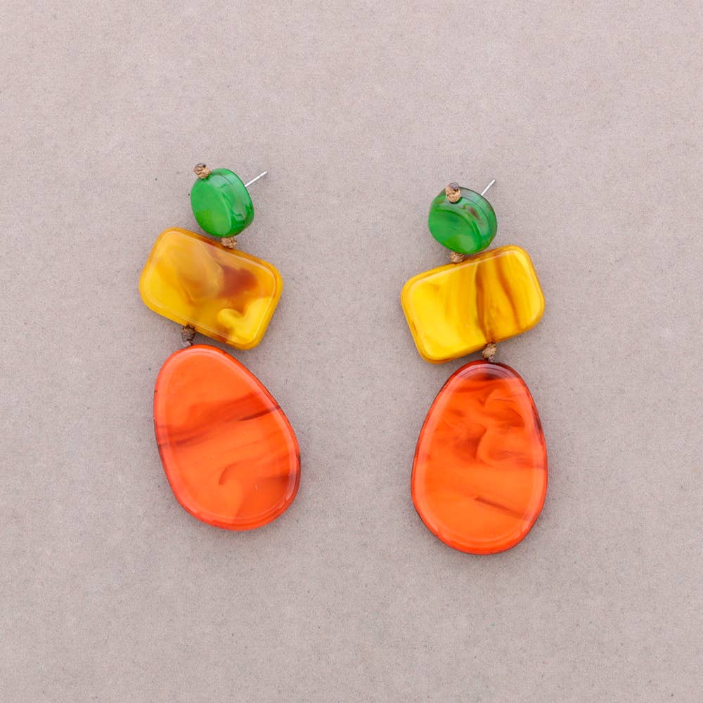 Sonata - Wholesale Hoop Earrings - Irregular Resin Geometric Shapes Earrings (C)6