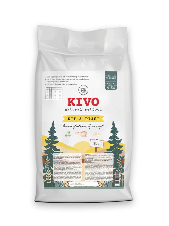 Pollo e riso - 5 kg - Gatto senior/sterilizzato per la vendita all'ingrosso da parte di Kivo Petfood