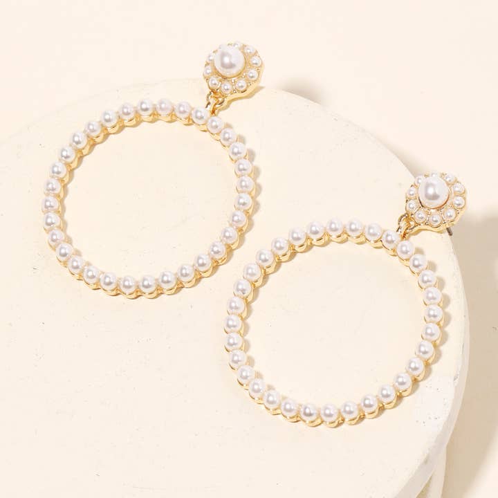 Pearl Beaded Circle Cutout Earrings for wholesale by Anarchy Street