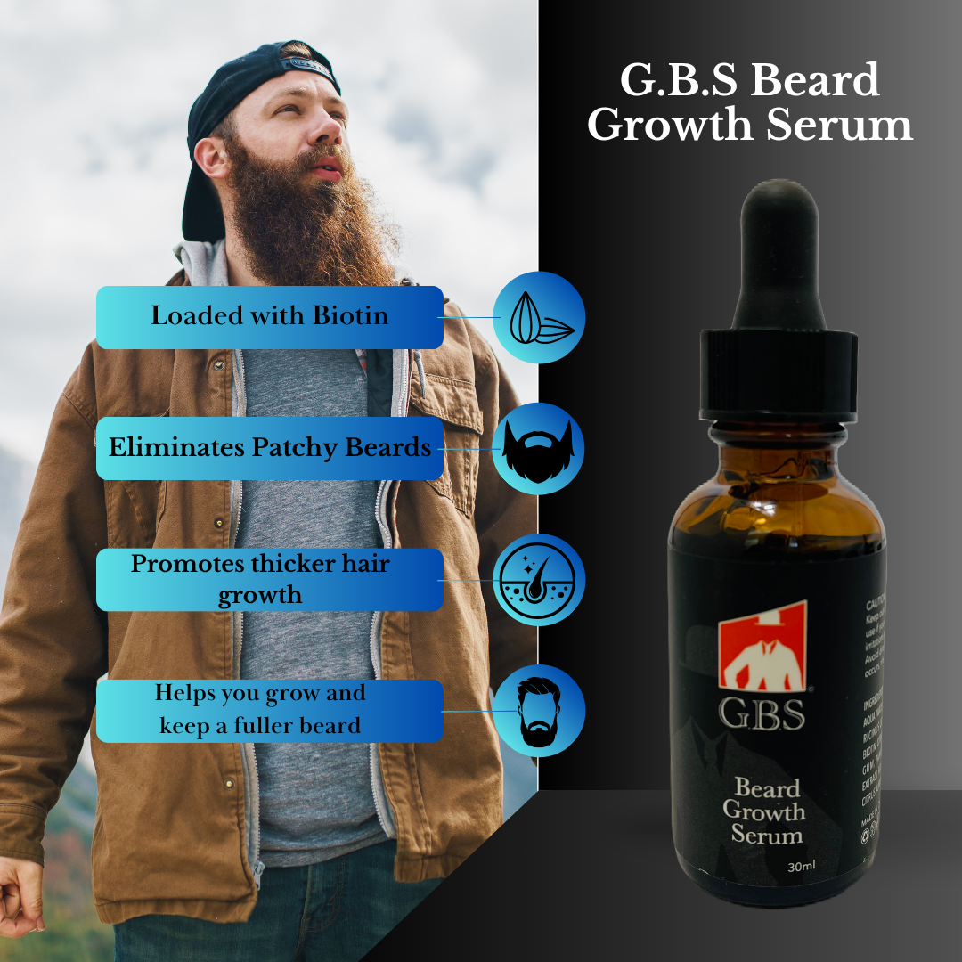 GENTS FINE GROOMING PRODUCTS - Wholesale Beard Styling Product - Men's Beard Natural Hair Growth Serum with Biotin 1 oz1