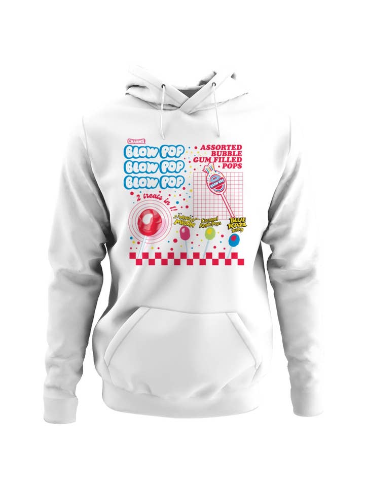 Officially Licensed Blow Pop Bubble Gum Lollipop Assortment Men's Hoodie for wholesale by Snack Tees