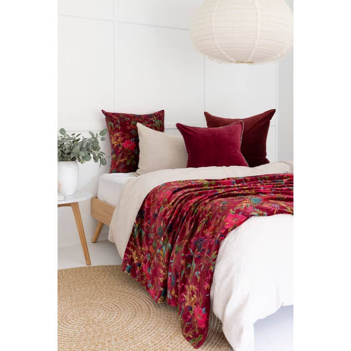 Linen Connections - Wholesale Throw Blanket - Mexican Painter Velvet Throw - Dark Pink