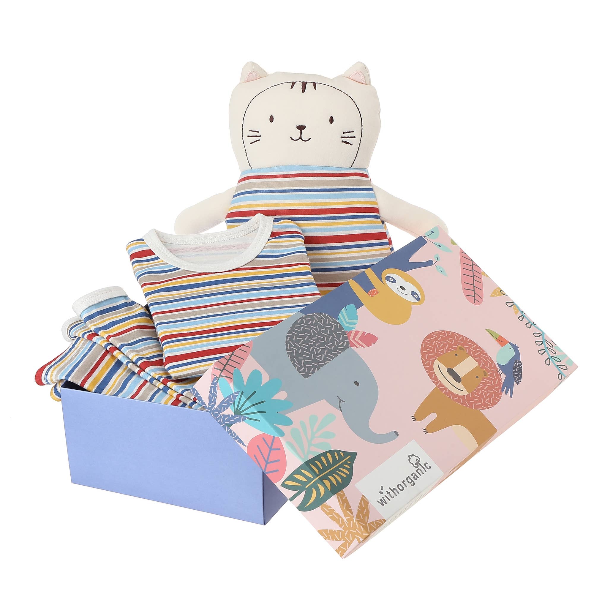 WithOrganic - Wholesale Sleepwear Set - Kids - Organic Pajama Set with Matching Security Doll - Train St0