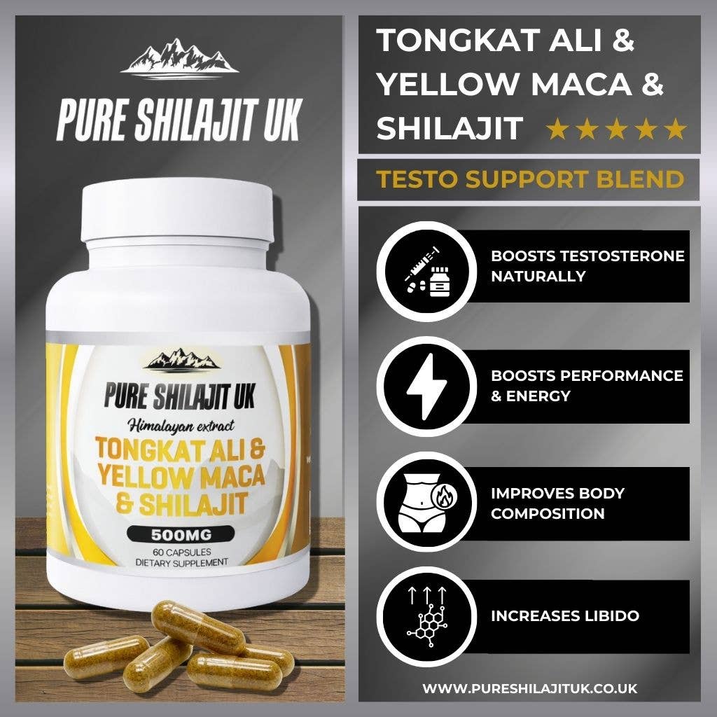 Pure Shilajit UK - Wholesale Oral Supplement/Vitamin - Tongkat Ali, Maca & Shilajit Capsules – Daily Testo Blend 1