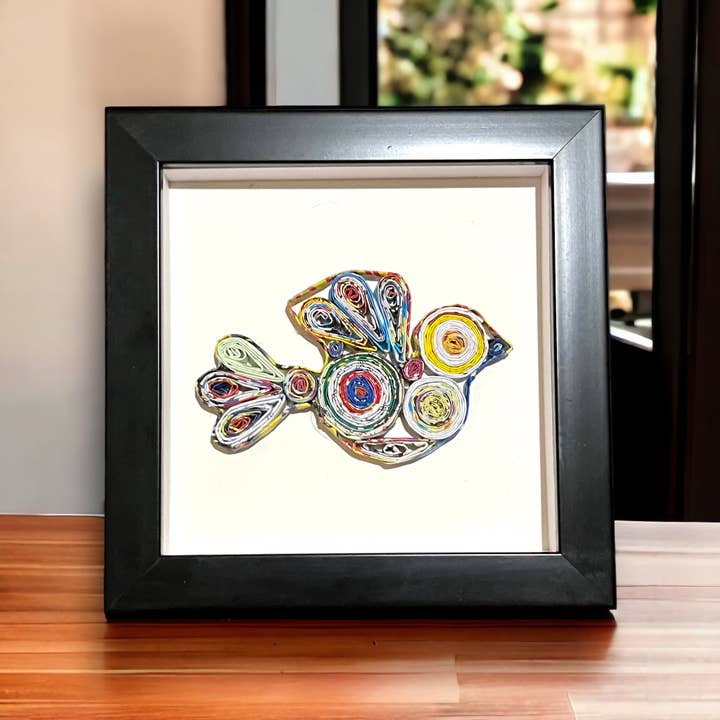 Loving Nature - Wholesale Wall Accent - Shadow Box Dove Ornament Handmade from Recycled Magazine11