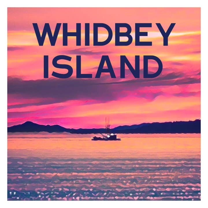 Whidbey Island Sunset Boat Sticker for wholesale by PNW Departure