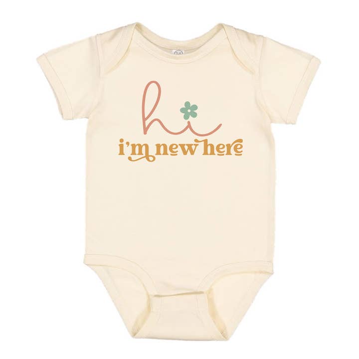Hi I'm New Here Baby Bodysuit for wholesale by Itsy Bitsy Bella Co