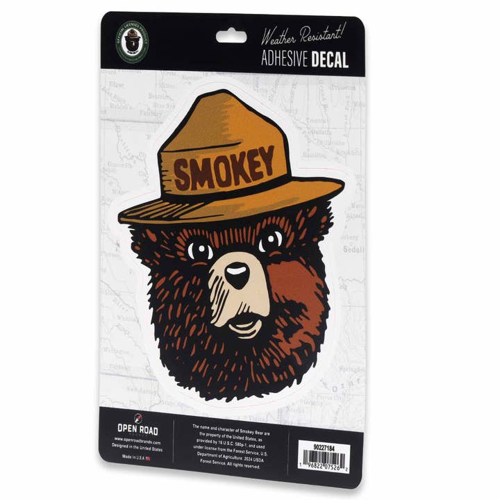 Open Road Brands, LLC - Wholesale Sticker - Smokey Bear Head Adhesive Decal1