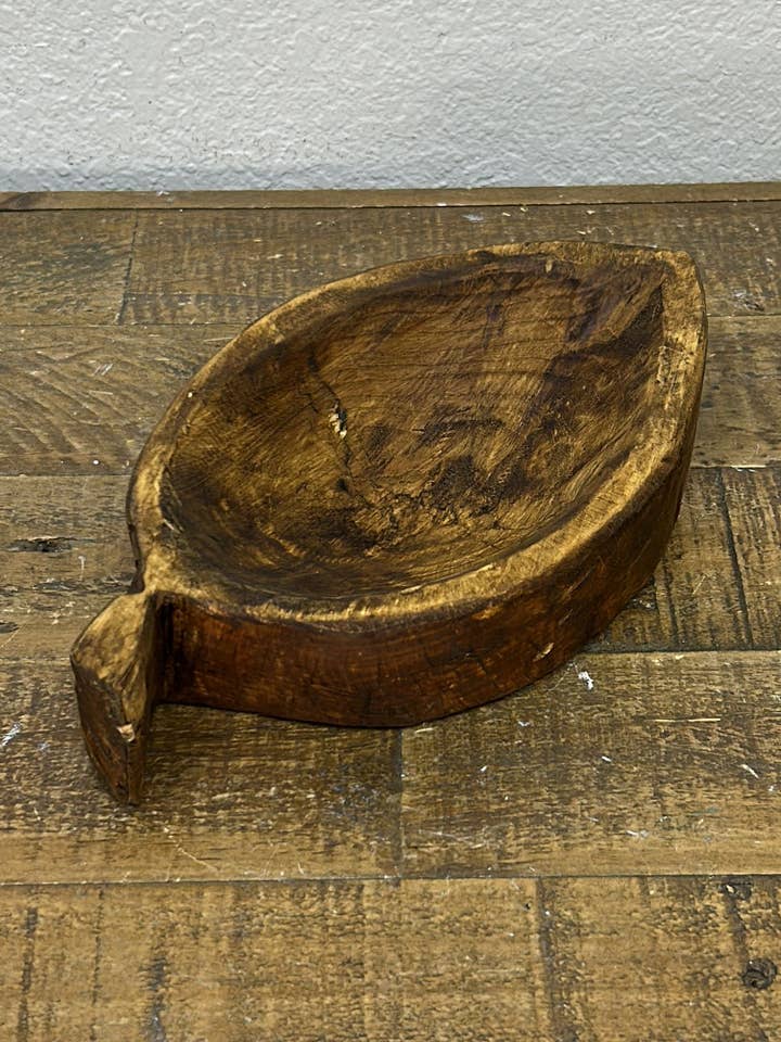 Leaf Dough Bowl, Natural, Handmade, Farmhouse Decor #B - F-2 for wholesale by Rustic Farm