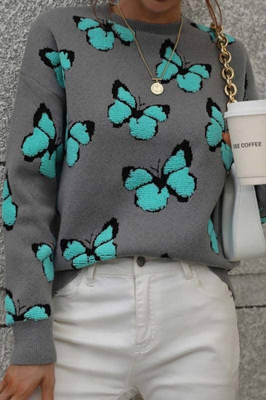 Flarix - Wholesale Knit Sweater - Women's - butterfly knit sweater0