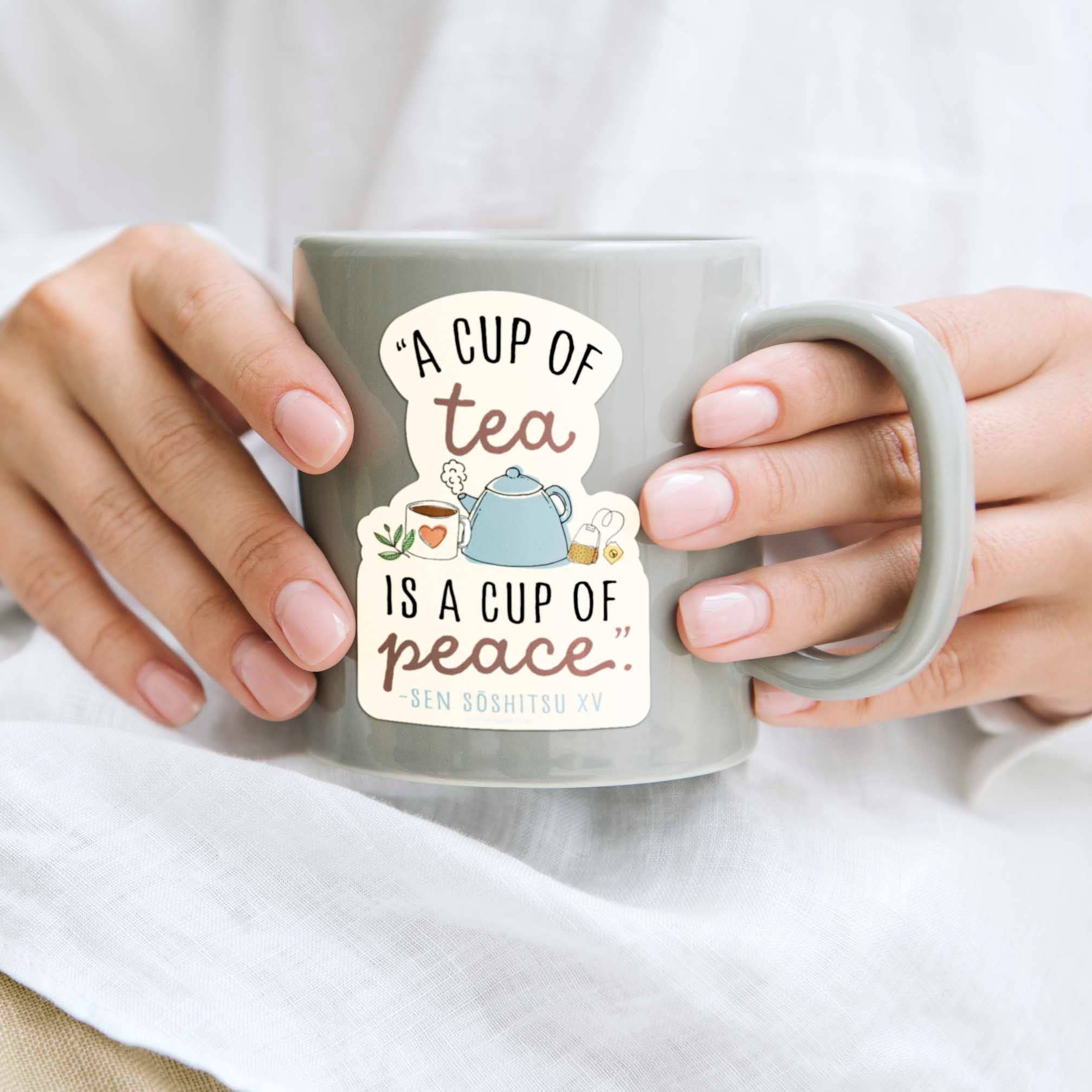 Sentinel Supply - Wholesale Sticker - A Cup of Tea Quote Sticker - Cute Tea Lover Decals3
