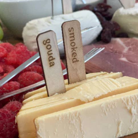 Blue Bare Made, LLC - Wholesale Cheese Board - Wooden Cheese Marker Set