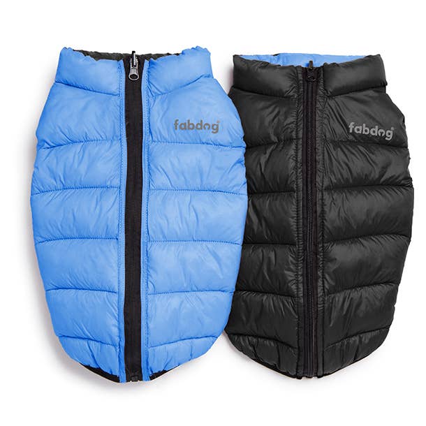 Powder Blue/ Black Pack N' Go Reversible Puffer for wholesale by fabdog