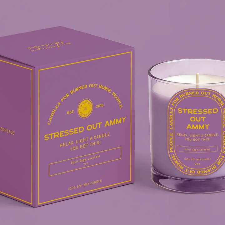Stressed Out Ammy - Candle - Relax, Light a Candle. You Got This! for wholesale by The Horse People Company