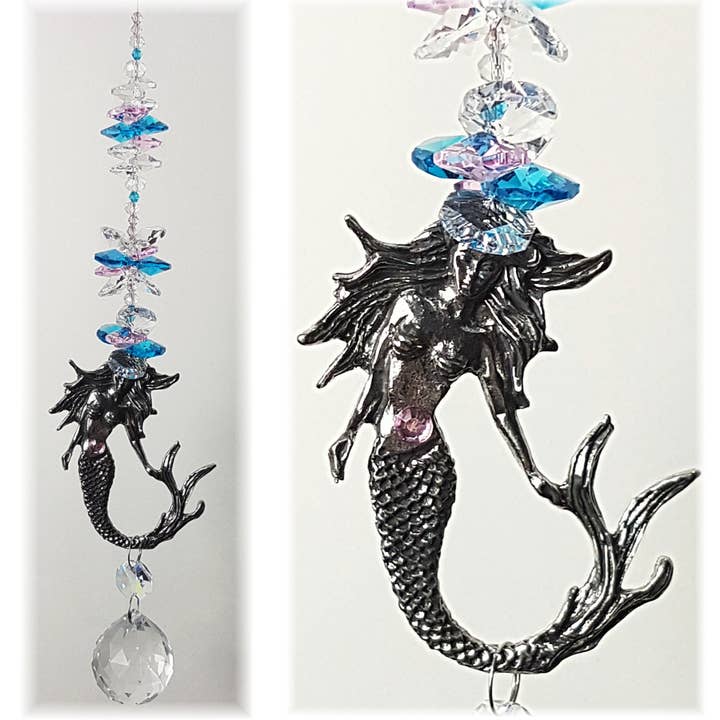 Mermaid Crystal Suncatcher- Large size for wholesale by Gifts N Crystals