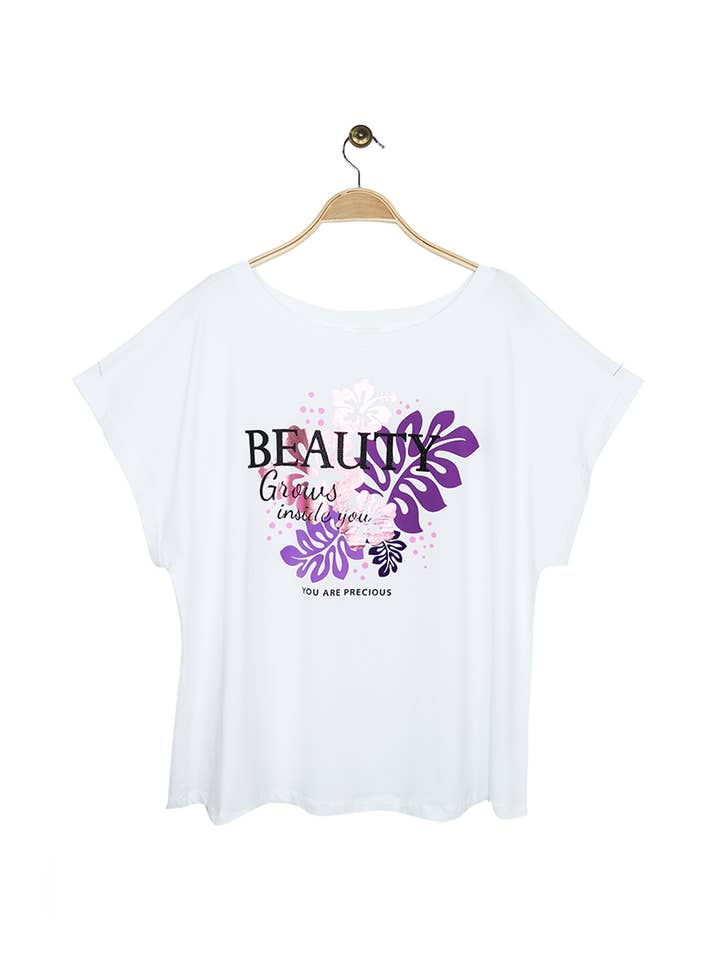 Attrait Paris - Wholesale Screen Printed T-Shirt - Women's - Printed cotton T-shirt You are precious Plus size