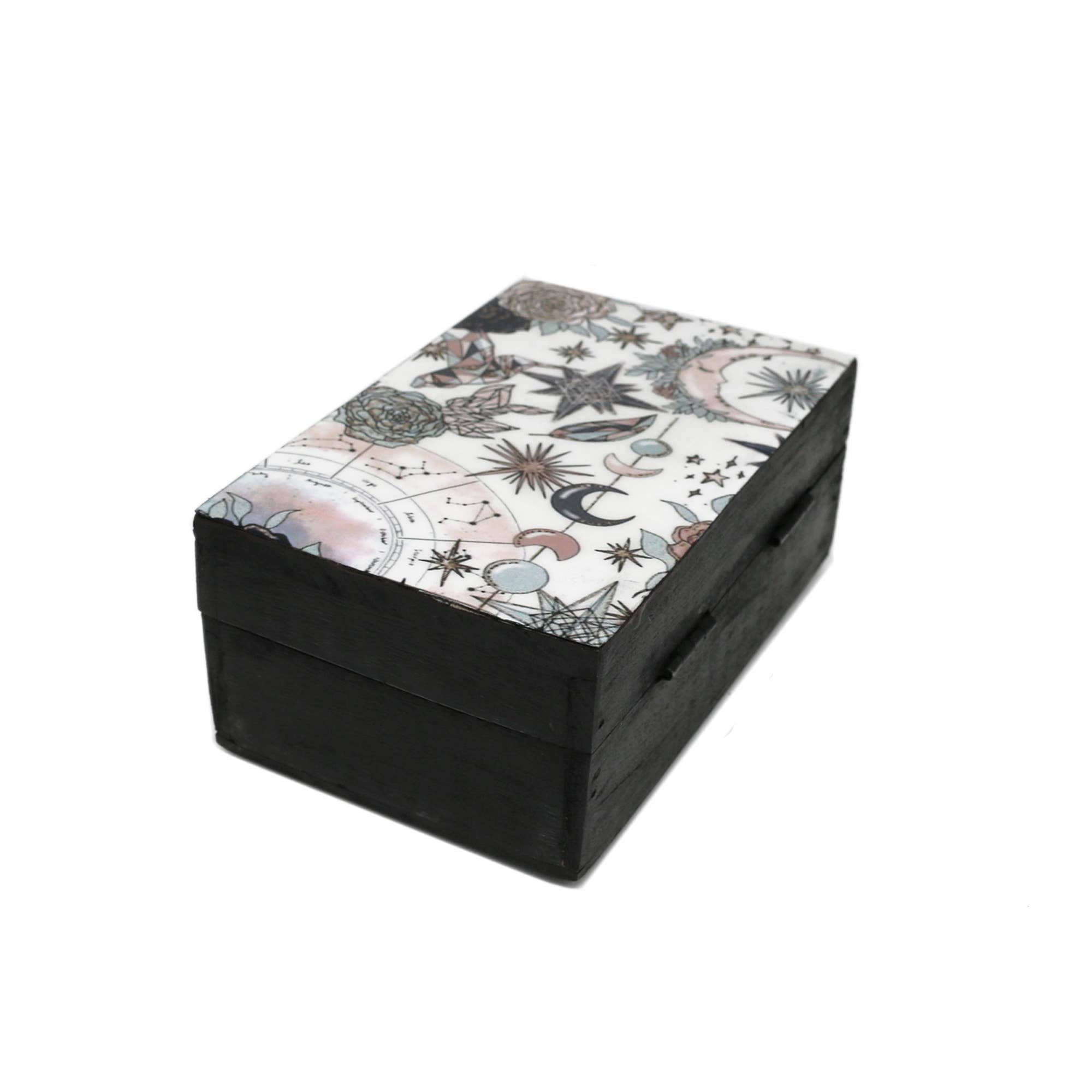 Designs by Deekay Inc. - Wholesale Jewelry Box/Organizer - Wooden Storage Box (6 x 4 in.) - Pink Celestial (Black)1