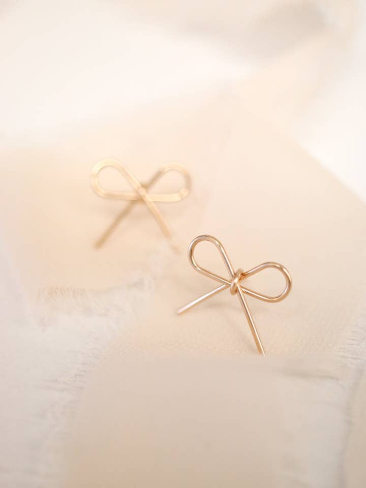 Minimalist Bow Earrings for wholesale by The Langley Co.