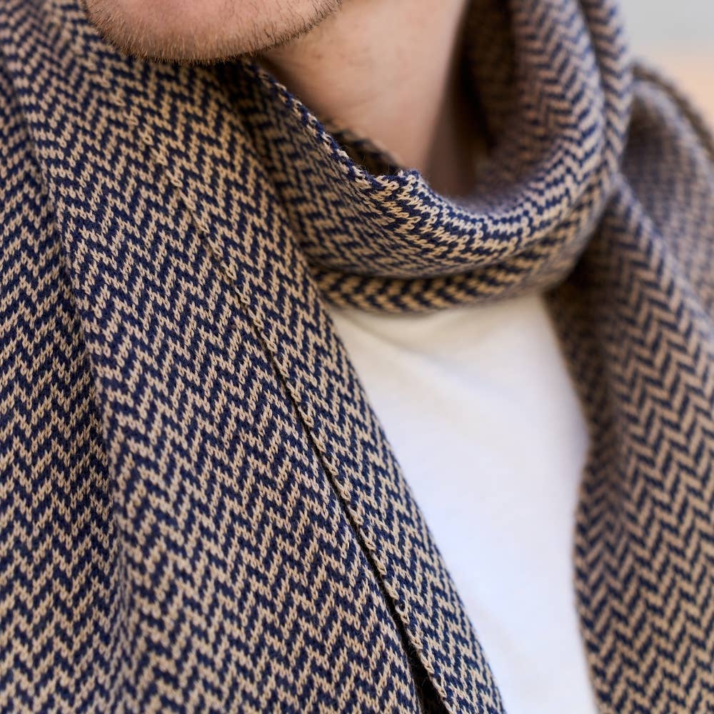 MAISON BONNEFOY - Wholesale Scarf - Men's - ADAM - Herringbone wool scarf1