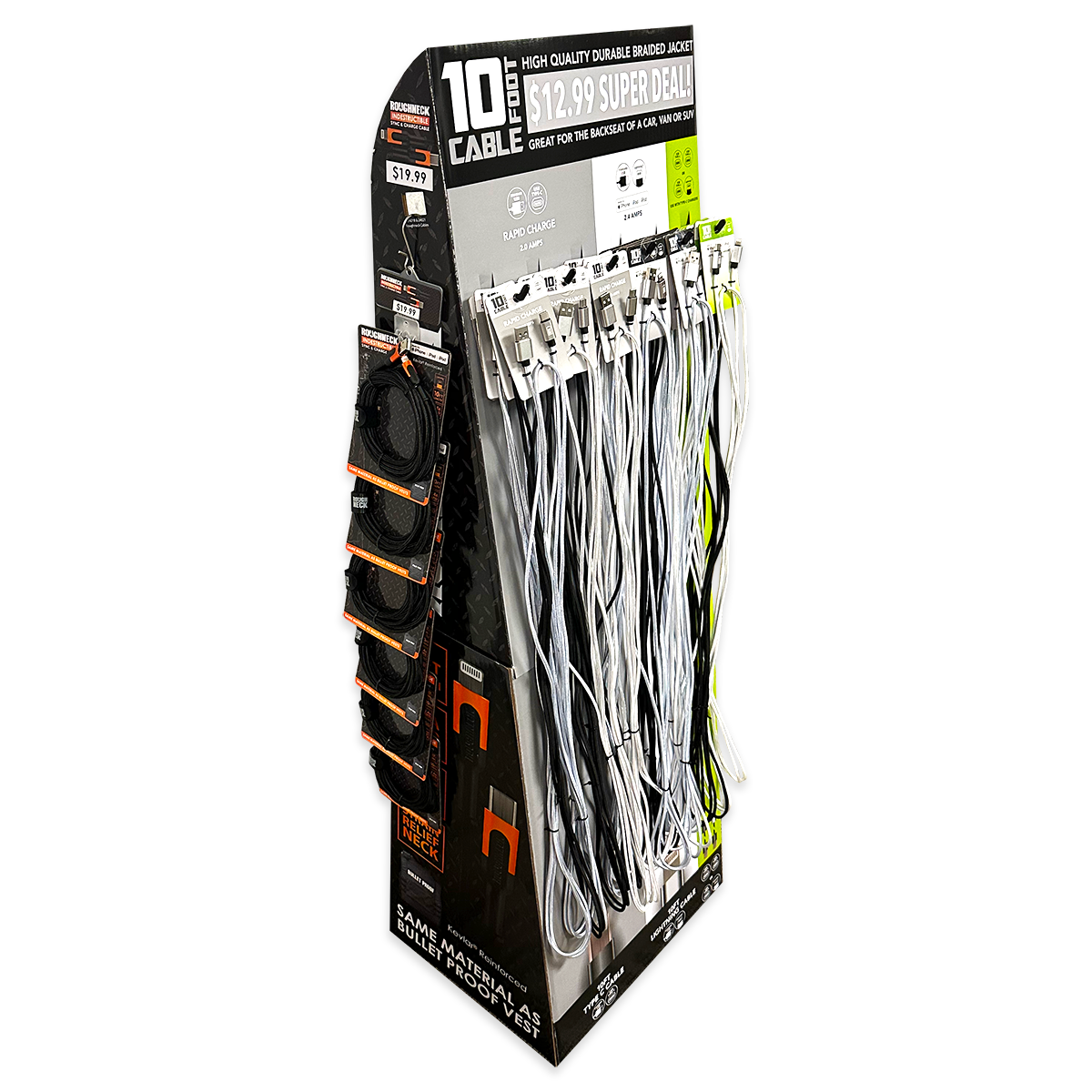 Novelty Brands - Wholesale Retailer Display - Accessories - 10FT Charging Cable & Charger Assortment 36PC Floor Display2