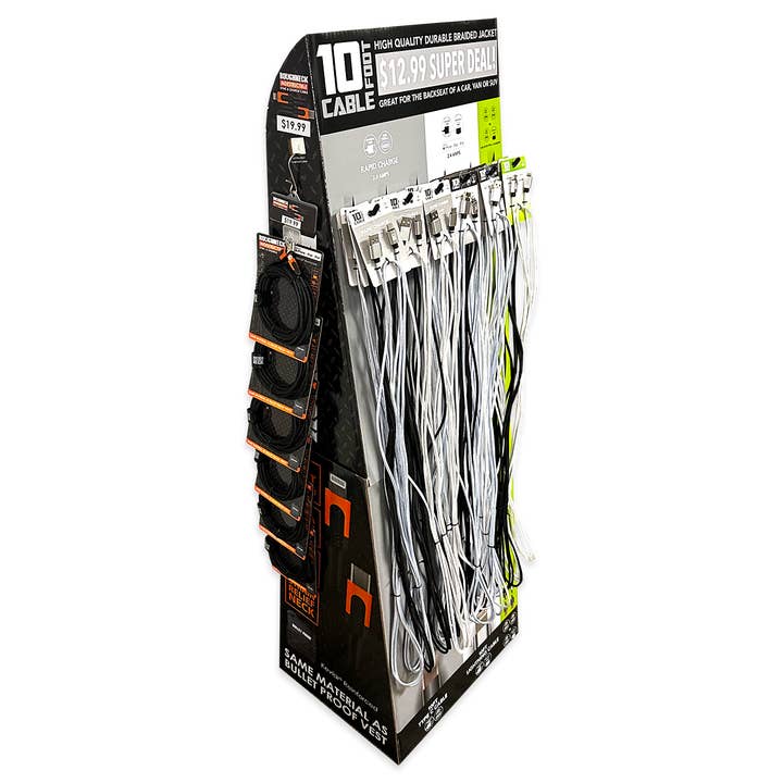Novelty Brands - Wholesale Retailer Display - Accessories - 10FT Charging Cable & Charger Assortment 36PC Floor Display2