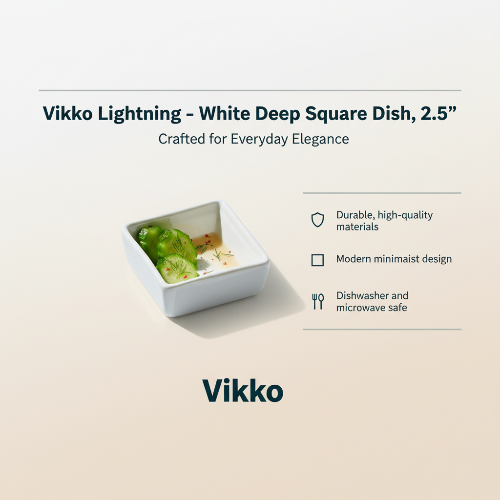 Kadra Kitchenware - Wholesale Decorative Plate/Dish/Bowl - Vikko Lightning - White Deep Square Dish, 2.5"3