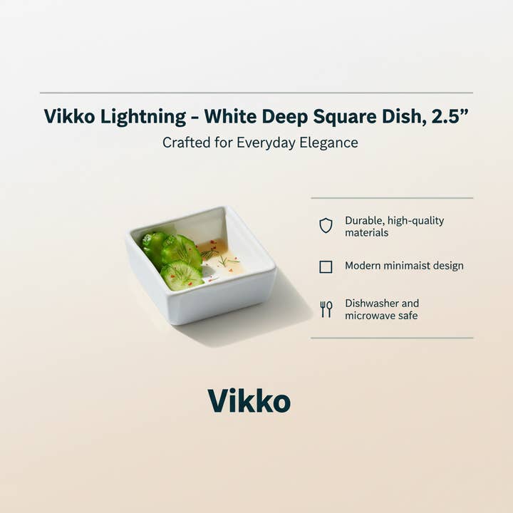 Kadra Kitchenware - Wholesale Decorative Plate/Dish/Bowl - Vikko Lightning - White Deep Square Dish, 2.5"3