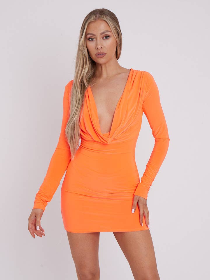 Stylewise Direct - Wholesale Dress - Women's - Draped Cowl Neck Slinky Dress10