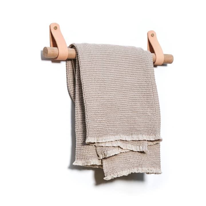 Towel Rail - Natural Oak / Natural Leather and other Purchase Wholesale screws and fixings. Free Returns & Net 60 Terms on Faire trending on Faire.