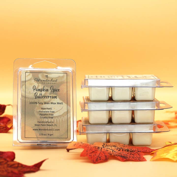 Pumpkin Spice Buttercream Scented Soy Wax Melt Wholesale for wholesale by Wanderlust Candle Company