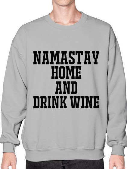 namastay thuis en drink wijn 1431# - wijn - Sweatshirt - Crew voor wholesale door tshirt unlimited