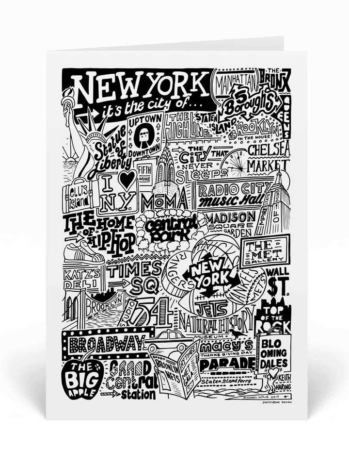 New York City NYC Monumenten Illustratie Wenskaart voor wholesale door Sketchbook Design