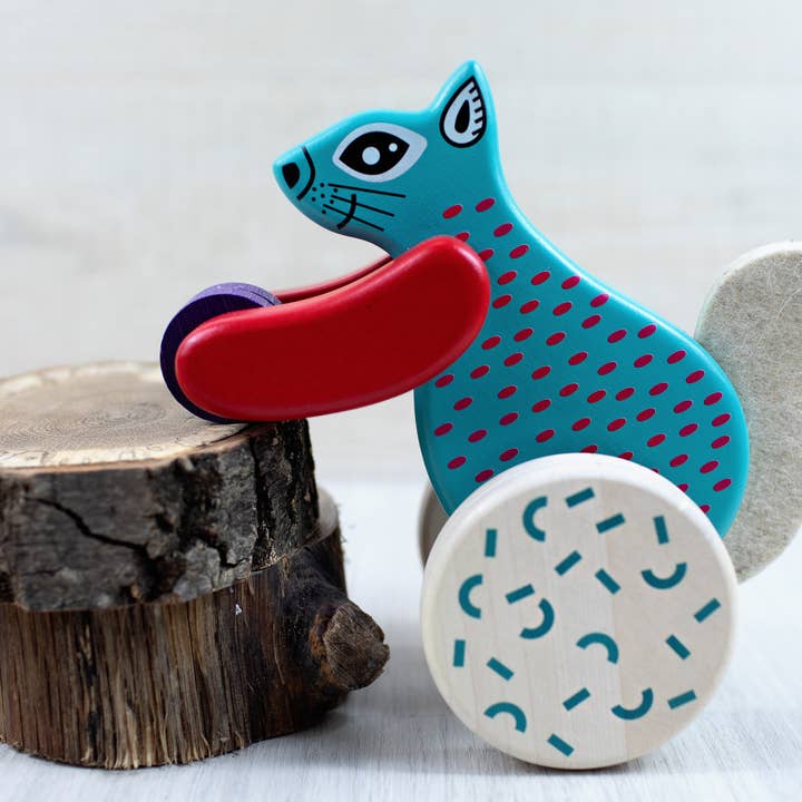 Little Poland Gallery - Wholesale Wood Toy - Kids - BAJO Squirrel Pull Toy4